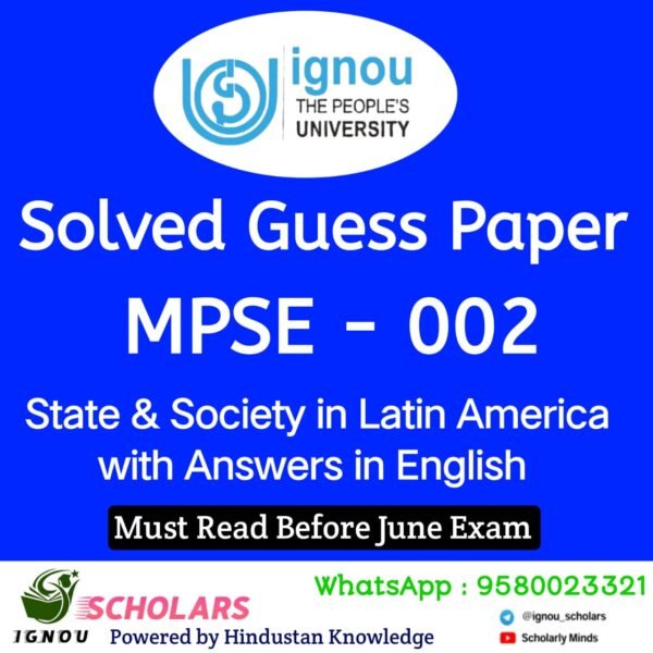 MPSE 002 Guess Paper June Exam in English