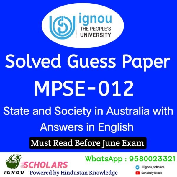 MPSE 012 Guess Paper June 2025 Exam in English with Answers