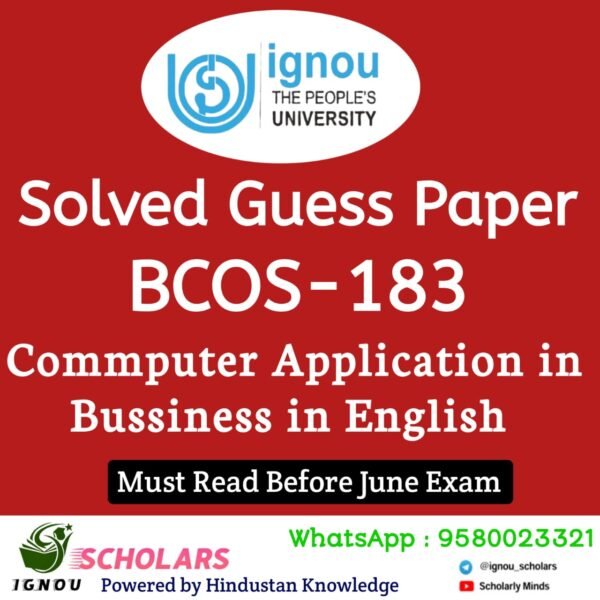 BCOS 183 Guess Paper June Exam in English