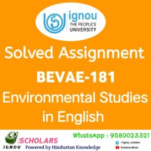 IGNOU BEVAE 181 : Environmental Studies in English Solved Assignment 2024-25