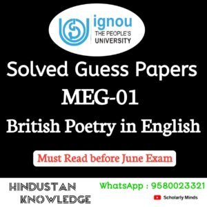 MEG 01 : British Poetry in English Solved Guess Paper June 2025 Exam