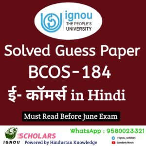 BCOS 184 : ई-कॉमर्स in Hindi Solved Guess Paper June 2025 Exam