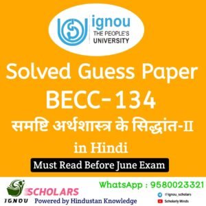 BECC 134 : समष्टि अर्थशास्त्र के सिद्धांत-II in Hindi Solved Guess Paper June 2025 Exam