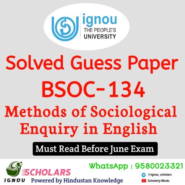BSOC 134 Guess Paper June Exam in English