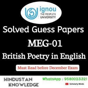 MEG 01 : British Poetry Solved Guess Paper December 2025 Exam