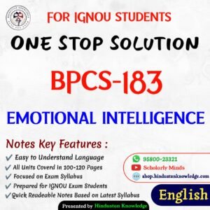 BPCS 183 | Emotional Intelligence | Unit Wise Notes (Help Book) For IGNOU Exam