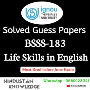 BSSS 183 : Life Skills in English Solved Guess Paper December 2025 Exam