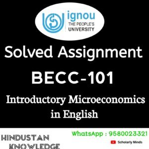 BECC 101 : Introductory Microeconomics in English Solved Assignment 2025-26