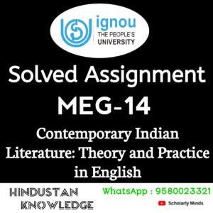 MEG 14 : Contemporary Indian Literature in English Translation in English Solved Assignment 2025-26