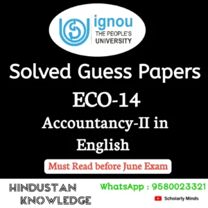 ECO 14 : Accountancy-II in English Solved Guess Paper June 2026 Exam