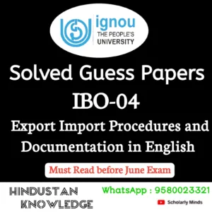 IBO 04 : Export Import Procedures and Documentation in English Solved Guess Paper June 2026 Exam