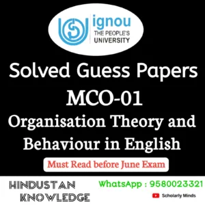 MCO 01 : Organisation Theory and Behaviour in English Solved Guess Paper June 2026 Exam