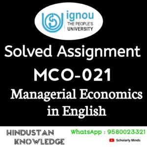 MCO 021 : Managerial Economics in English Solved Assignment 2025-26