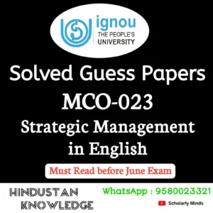 MCO 023 : Strategic Management in English Solved Guess Paper June 2026 Exam