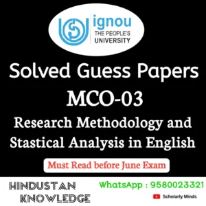 MCO 03 : Research Methodology and Statistical Analysis in English Solved Guess Paper June 2026 Exam