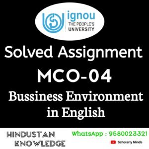 MCO 04 : Business Environment in English Solved Assignment 2025-26