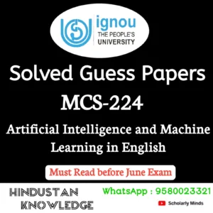 MCS 224 : Artificial Intelligence and Machine Learning in English Solved Guess Paper June 2026 Exam