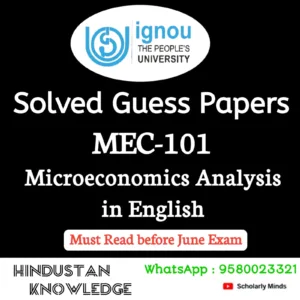 MEC 101 : Microeconomic Analysis in English Solved Guess Paper June 2026 Exam