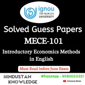 MECE 101 : Introductory Econometric Methods in English Solved Guess Paper June 2026 Exam