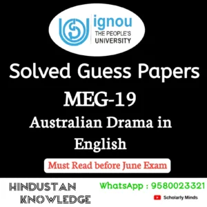MEG 19 : Australian Novel in English Solved Guess Paper June 2026 Exam