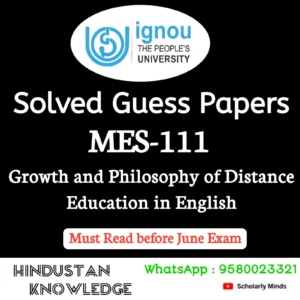 MES 111 : Growth and Philosophy of Distance Education in English Solved Guess Paper June 2026 Exam