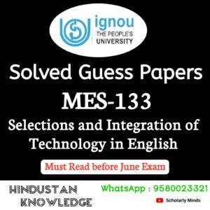 MES 133 : Selection and Integration of Technology in Educational Processes in English Solved Guess Paper June 2026 Exam