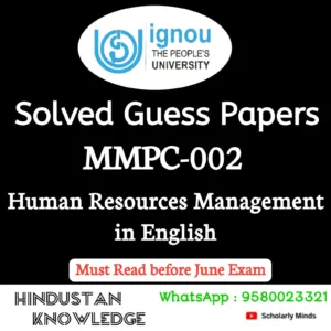 MMPC 002 : Human Resource Management in English Solved Guess Paper June 2026 Exam