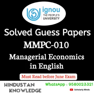 MMPC 010 : Managerial Economics in English Solved Guess Paper June 2026 Exam