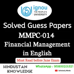 MMPC 014 : Financial Management in English Solved Guess Paper June 2026 Exam