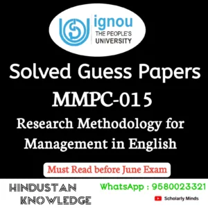 MMPC 015 : Research Methodology for Management Decisions in English Solved Guess Paper June 2026 Exam
