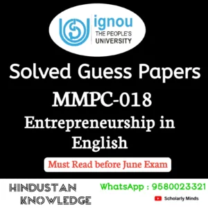MMPC 018 : Entrepreneurship in English Solved Guess Paper June 2026 Exam