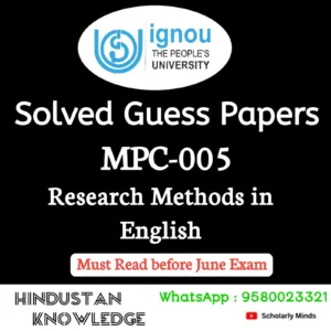 MPC 005 : Research Methods in English Solved Guess Paper June 2026 Exam