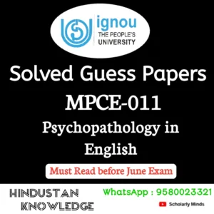 MPCE 011 : Psychopathology in English Solved Guess Paper June 2026 Exam