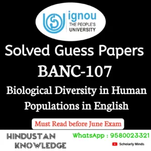 BANC 107 : Biological Diversity in Human Populations in English Solved Guess Paper June 2026 Exam