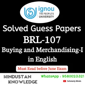 BRL 107 : Buying and Merchandising-I in English Solved Guess Paper June 2026 Exam