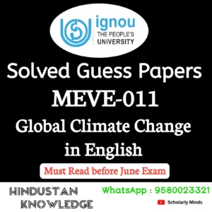 MEVE 011 : Global Climate Change in English Solved Guess Paper June 2026 Exam