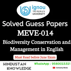 MEVE 014 : Biodiversity Conservation and Management in English Solved Guess Paper June 2026 Exam