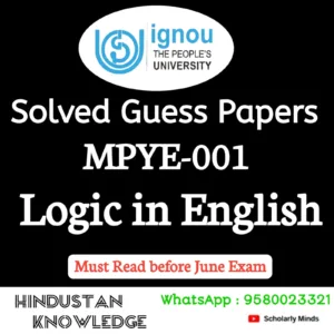 MPYE 001 : Logic in English Solved Guess Paper June 2026 Exam