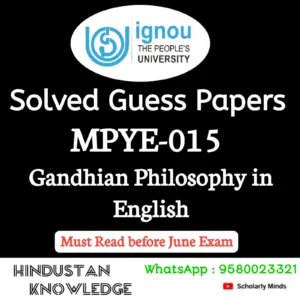 MPYE 015 : Gandhian Philosophy in English Solved Guess Paper June 2026 Exam