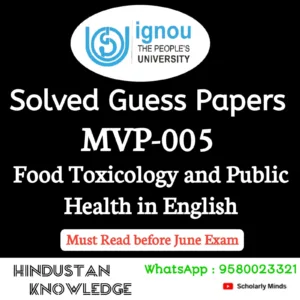 MVP 005 : Food Toxicology and Public Health in English Solved Guess Paper June 2026 Exam