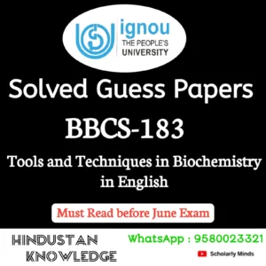BBCS 183 : Tools and Techniques in Biochemistry in English Solved Guess Paper June 2026 Exam
