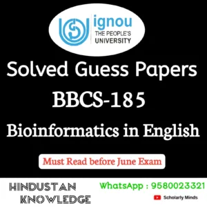 BBCS 185 : Bioinformatics in English Solved Guess Paper June 2026 Exam