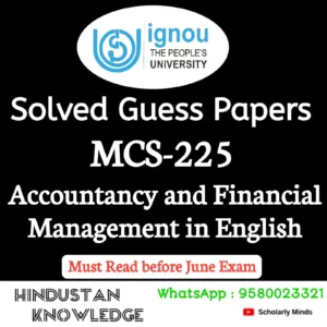 MCS 225 : Accountancy and Financial Management in English Solved Guess Paper June 2026 Exam