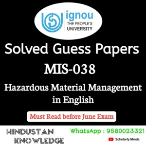 MIS 038 : Hazardous Material Management in English Solved Guess Paper June 2026 Exam