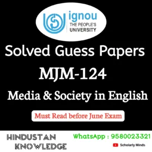 MJM 124 : Media & Society in English Solved Guess Paper June 2026 Exam