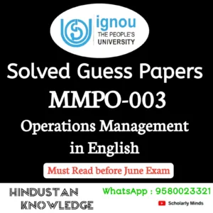 MMPO 003 : Operations Management in English Solved Guess Paper June 2026 Exam