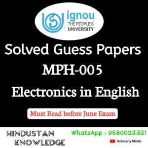 MPH 005 : Electronics in English Solved Guess Paper June 2026 Exam