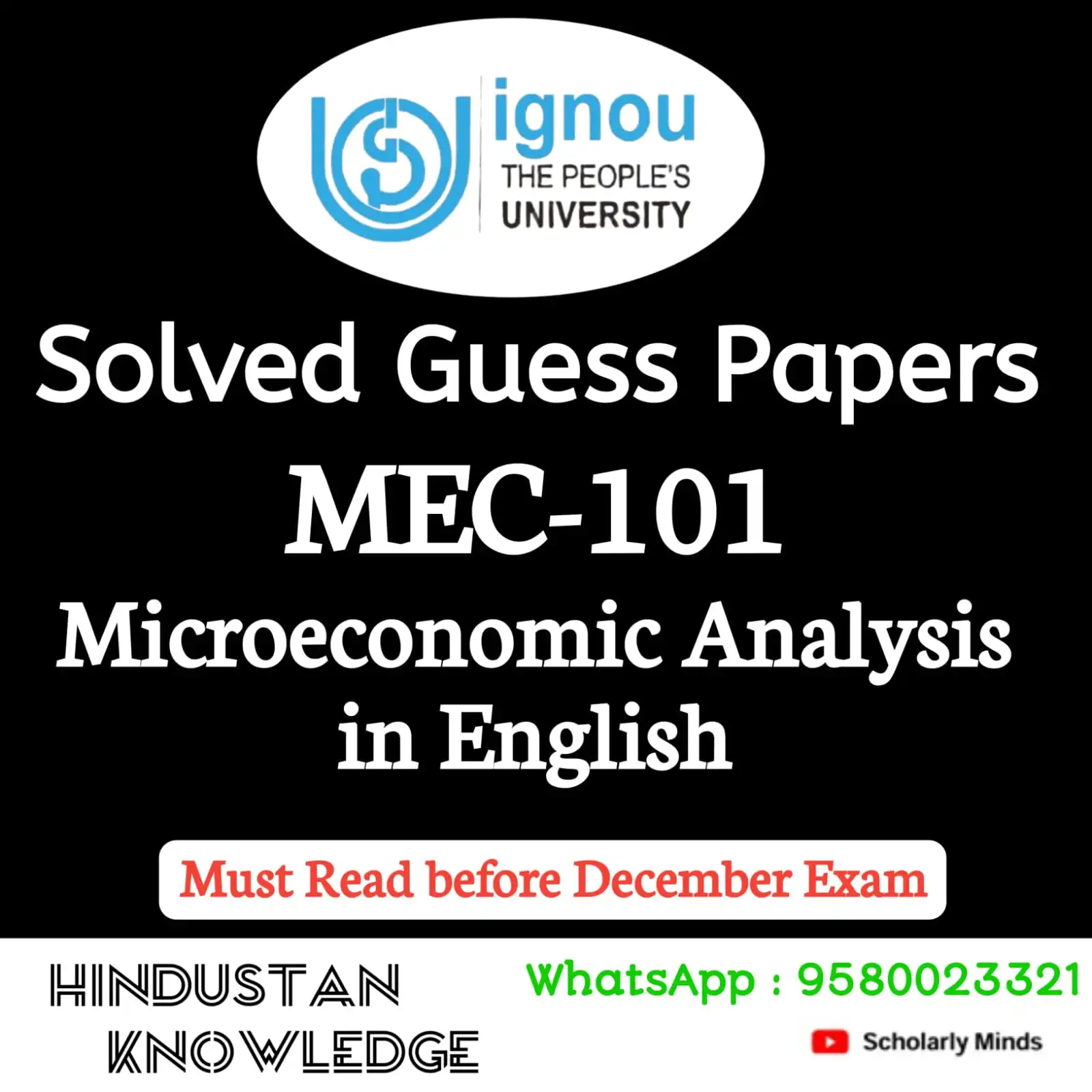 MEC 101 : Microeconomic Analysis in English Solved Guess Paper December 2026 Exam