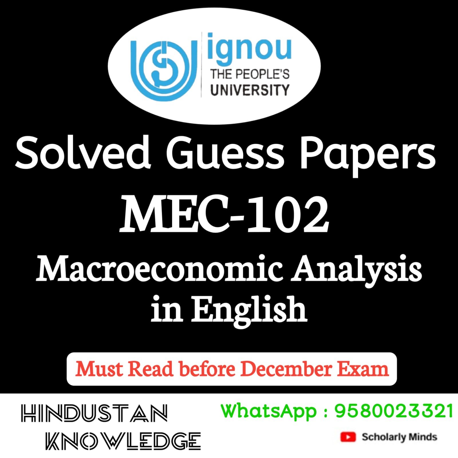 MEC 102 : Macroeconomic Analysis in English Solved Guess Paper December 2026 Exam