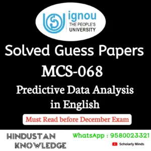 MCS 068 : Predictive Data Analysis in English Solved Guess Paper December 2026 Exam